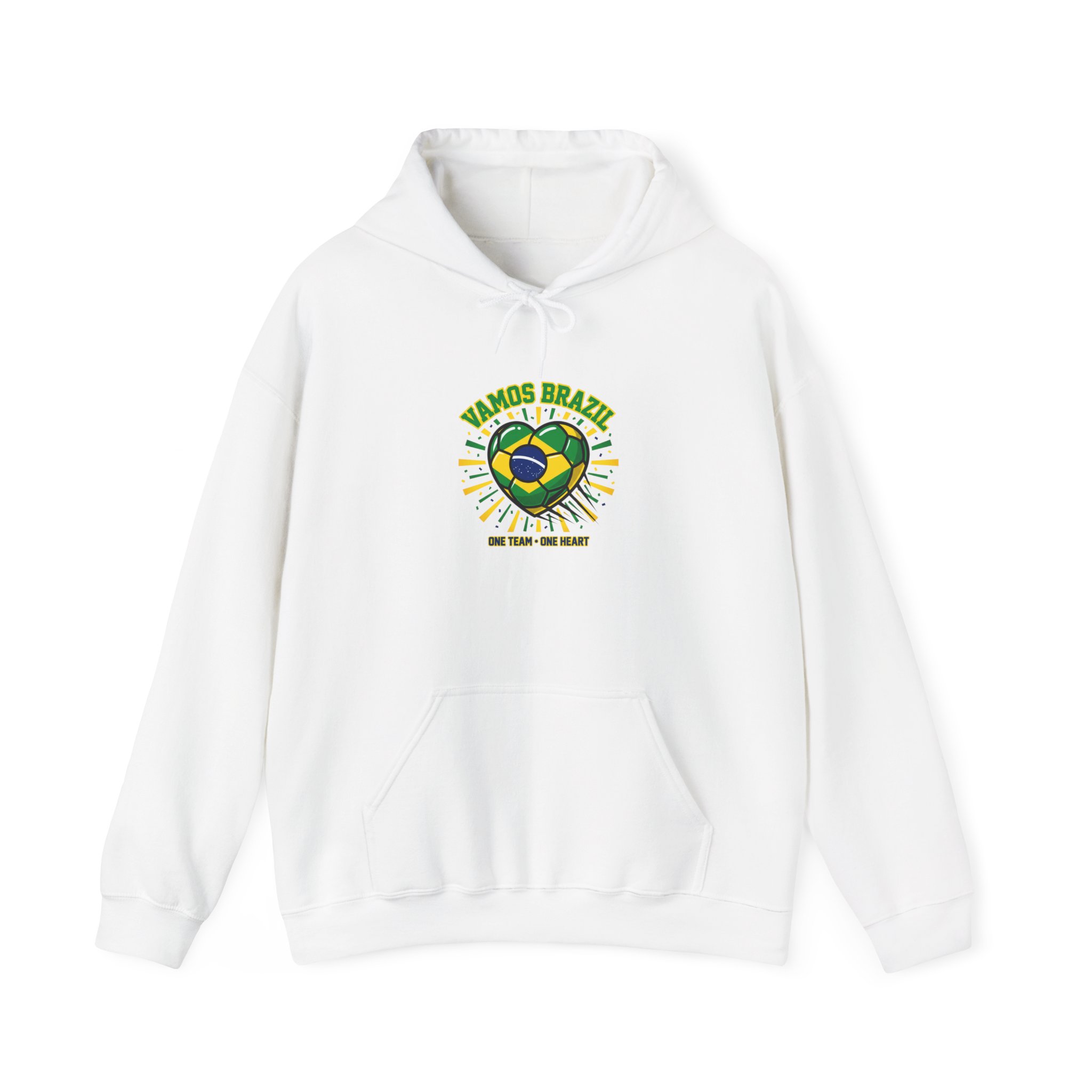 Vamos Brasil Heart Soccer Hoodie | Country Pride, Retro Soccer