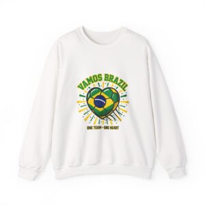 Vamos Brazil Heart, Crewneck Sweatshirt | Country Pride, Retro Soccer