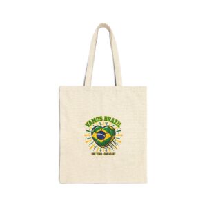 Vamos Brazil Soccer Heart Tote | country pride, retro soccer